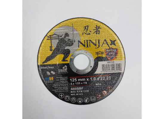 Круг на болгарку NINJA 125*1.0*22.23 мм  відрізний по металу та нержавійці