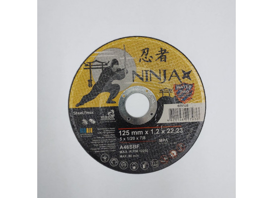 Круг на болгарку NINJA 125*1.2*22.23 мм отрезной по металлу и нержавейке