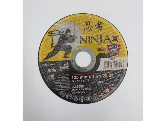 Круг на болгарку NINJA 125*1.6*22.23 мм отрезной по металлу и нержавейке
